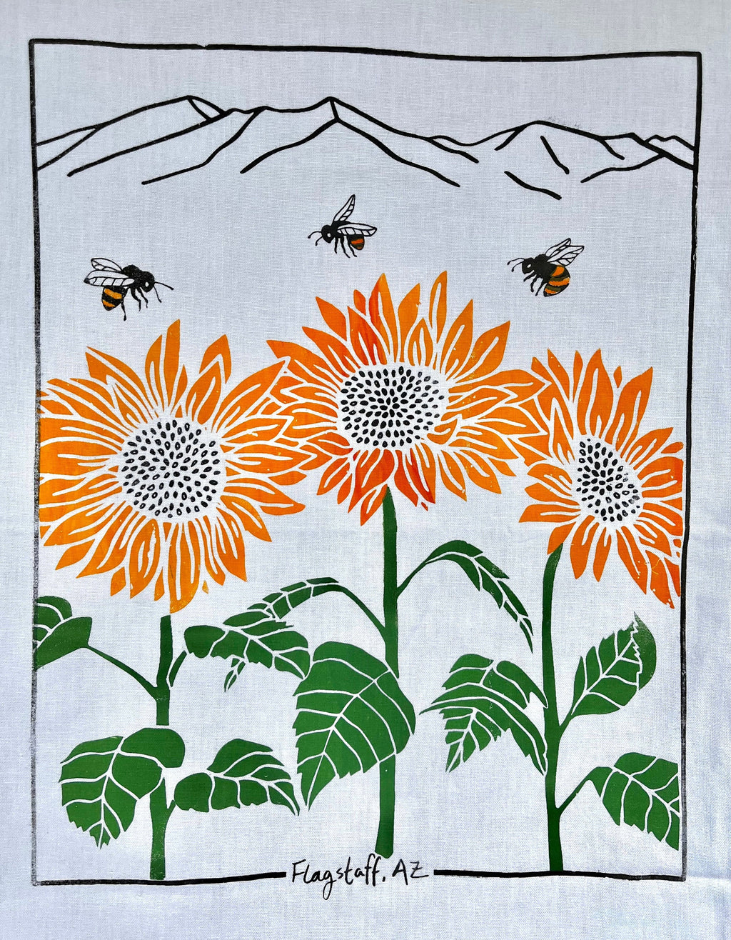 Sunflower and Bee Tea Towel