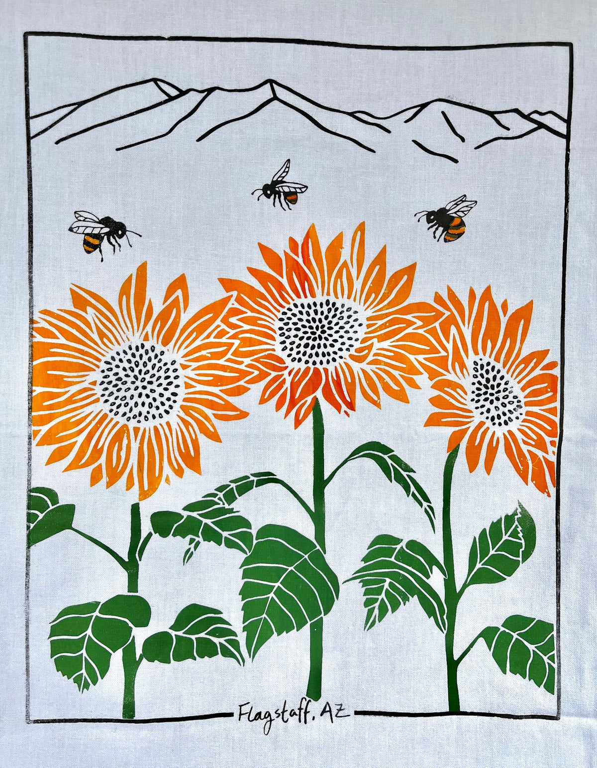 Sunflower and Bee Tea Towel